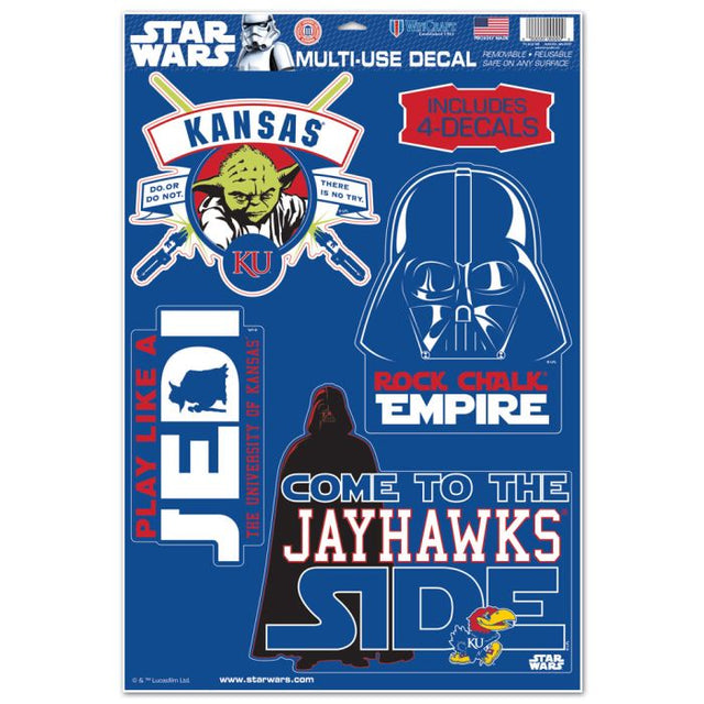 Kansas Jayhawks / Star Wars Darth Vader & Yoda Multi-Use Decal 11" x 17"