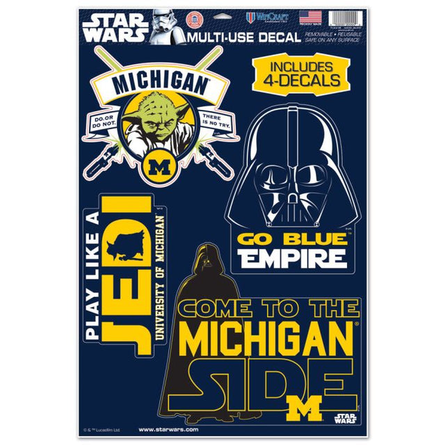 Calcomanía multiusos de Michigan Wolverines / Star Wars Darth Vader y Yoda de 11" x 17"