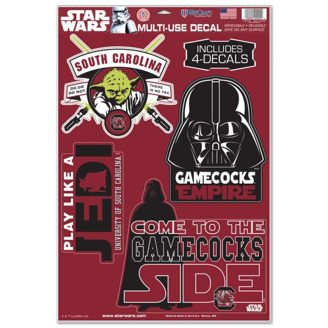 Calcomanía multiusos de Darth Vader y Yoda de Star Wars de South Carolina Gamecocks, 11" x 17"