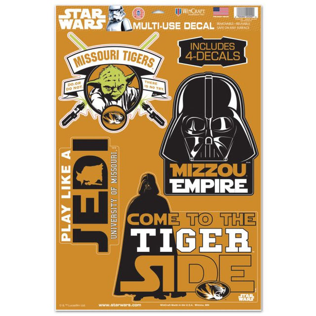 Calcomanía multiusos de Darth Vader y Yoda de Star Wars de Missouri Tigers, 11" x 17"
