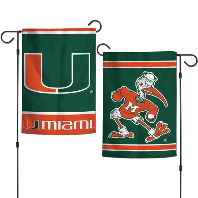 Banderas de jardín de los Miami Hurricanes, de 2 lados, 12,5" x 18"