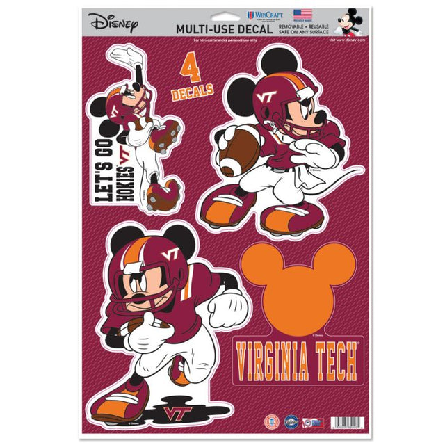 Virginia Tech Hokies / Disney mickey mouse football Multi-Use Decal 11" x 17"
