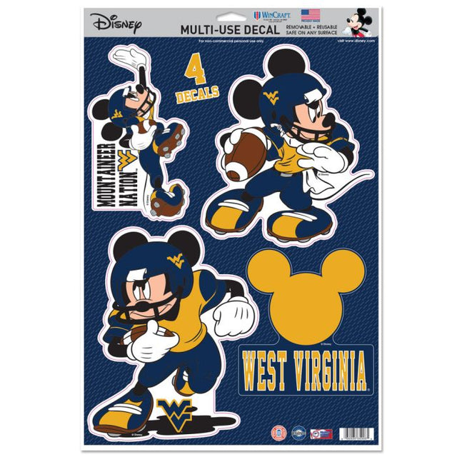 Calcomanía multiusos de fútbol americano de Mickey Mouse de Disney / West Virginia Mountaineers, 11" x 17"