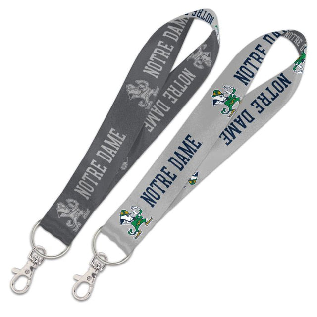 Notre Dame Fighting Irish CHARCOAL/LEPRECHAUN Lanyard Key Strap 1"