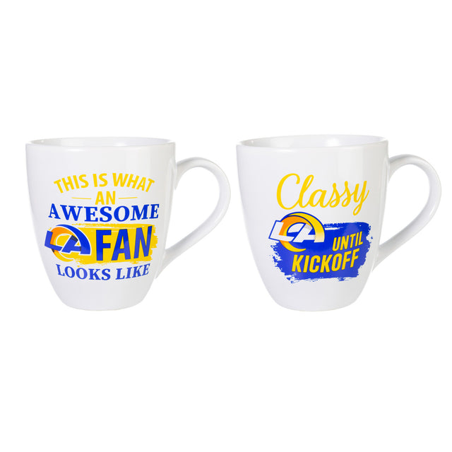 Juego de 2 tazas de café de cerámica de 17 oz de Los Angeles Rams con caja de regalo