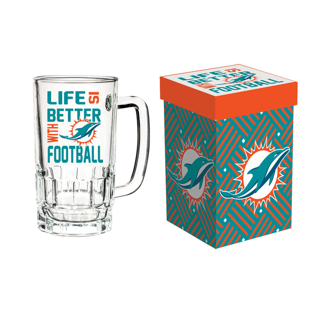 Miami Dolphins Glass 18oz Tankard Boxed