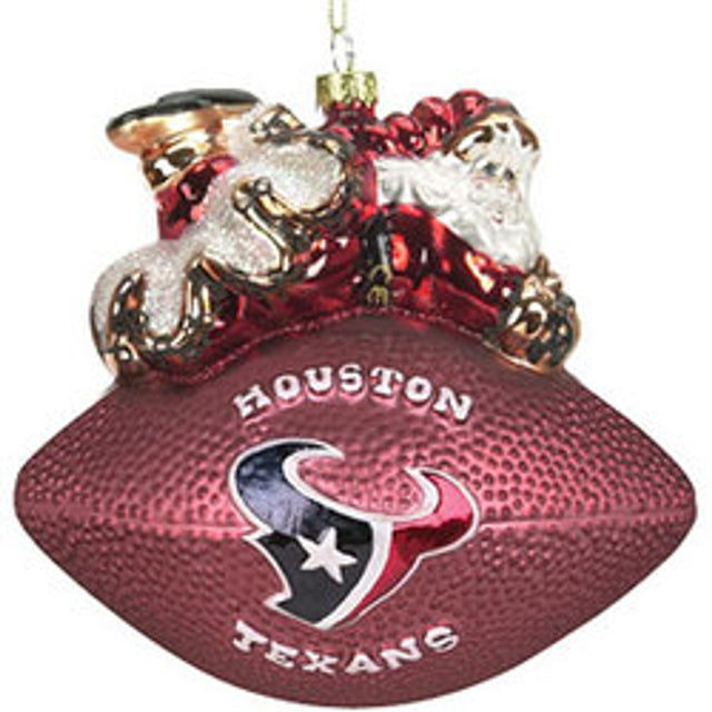 Adorno de fútbol de cristal de Peggy Abrams de 5 1/2 pulgadas de los Houston Texans CO