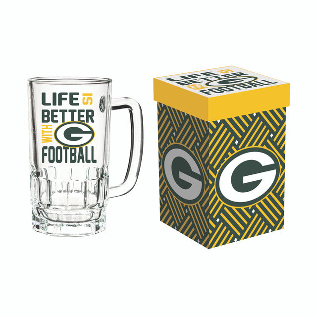 Jarra de vidrio de 18 oz de los Green Bay Packers en caja
