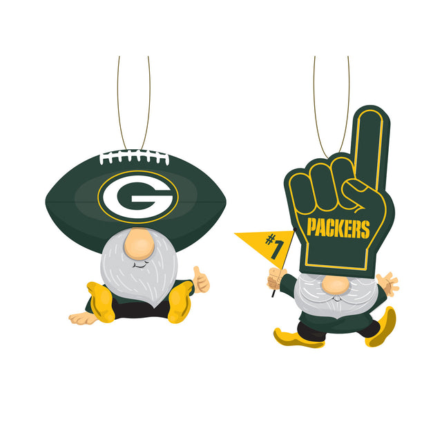 Paquete de 2 adornos de gnomos con forma de abanico de los Green Bay Packers