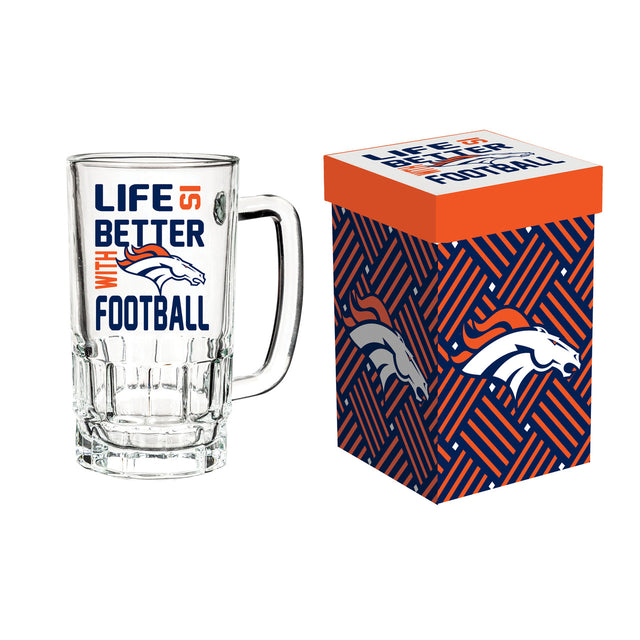 Jarra de cristal de 18 oz de los Denver Broncos en caja