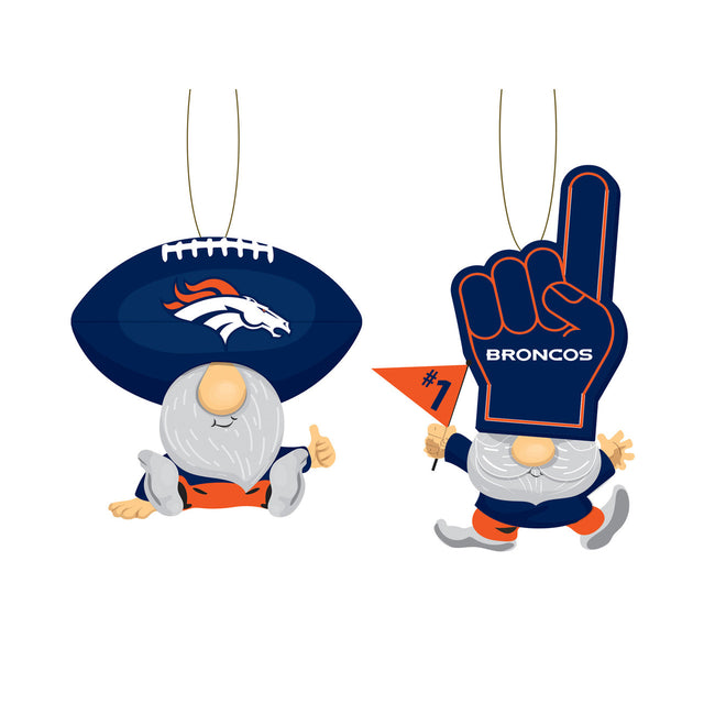 Paquete de 2 adornos de gnomos de los Denver Broncos