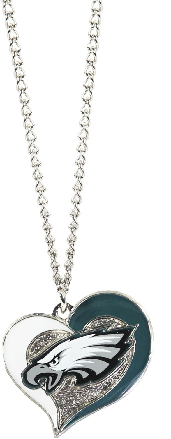 Philadelphia Eagles Swirl Heart Necklace -PD-303-24