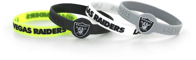 Pulsera de silicona con el logo de Los Vegas Raiders "LV" (paquete de 4) -BC-283-35-LV