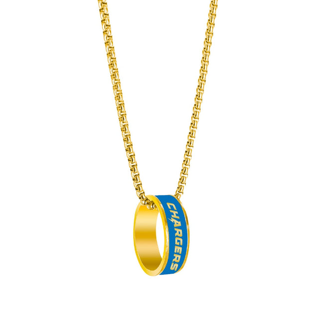Los Angeles Chargers (GOLD) Fashion Ring Pendant Necklace -PD-640-34-GD