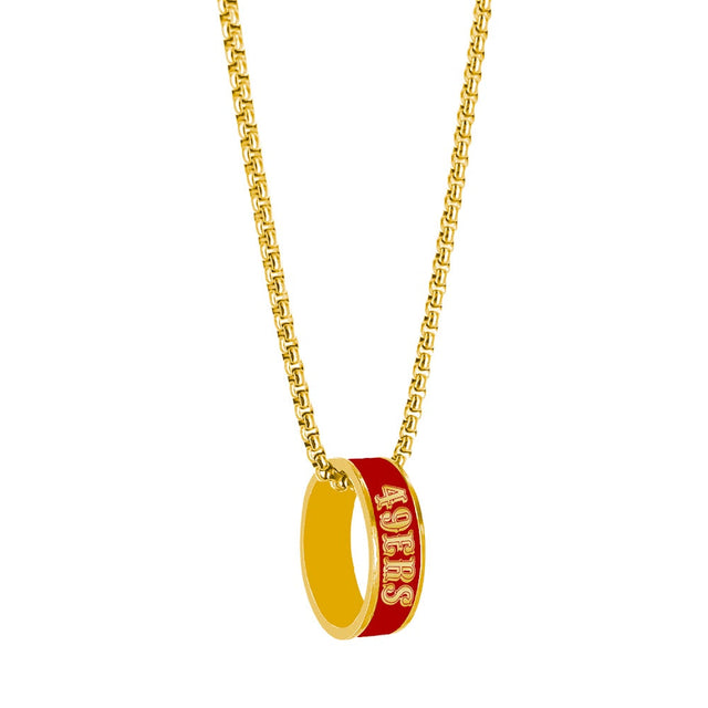 San Francisco 49ers (GOLD) Fashion Ring Pendant Necklace -PD-640-26-GD