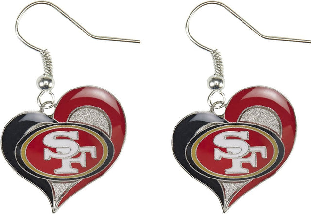 Pendientes con forma de corazón de los San Francisco 49ers -ER-245-26