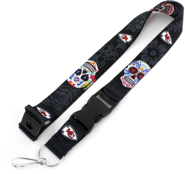 Kansas City Chiefs (BLACK) Sugar Skull Lanyard (NM) -LN-570-07