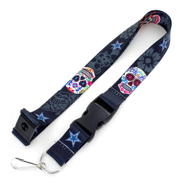 Dallas Cowboys (BLACK) Sugar Skull Lanyard -LN-570-17-BK