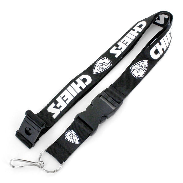 Cordón para el cuello del equipo Kansas City Chiefs (BLANCO Y NEGRO) -LN-095-07-BW