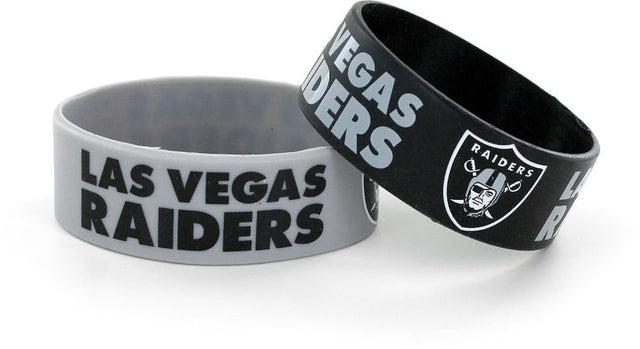 Pulseras anchas de goma con el logo de Las Vegas Raiders "LV" (paquete de 2) -BC-207-35-LV