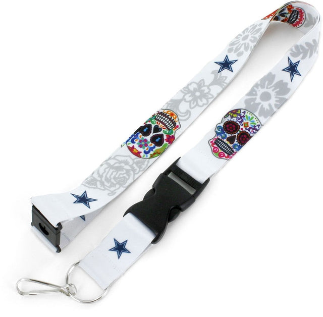 Dallas Cowboys (WHITE) Sugar Skull Lanyard -LN-570-17