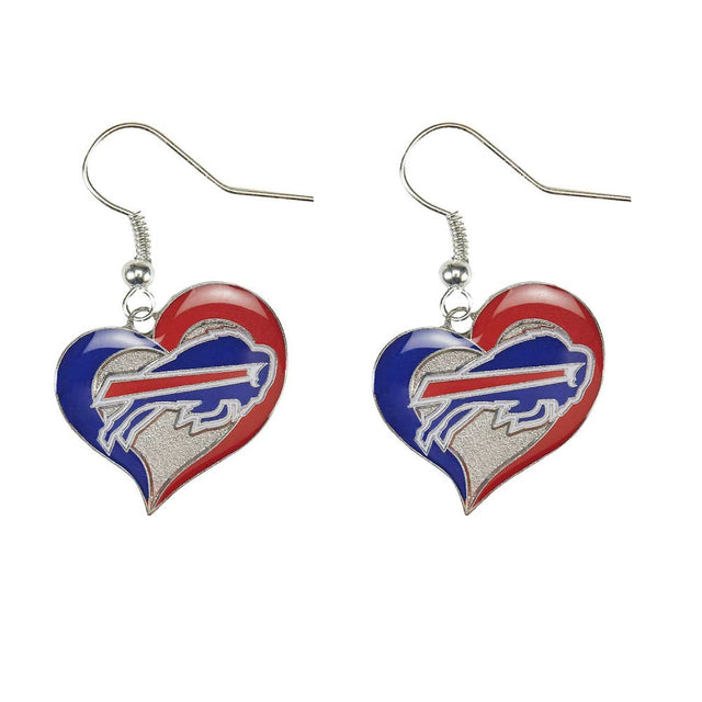 Pendientes con forma de corazón y espiral de los Buffalo Bills -ER-245-01