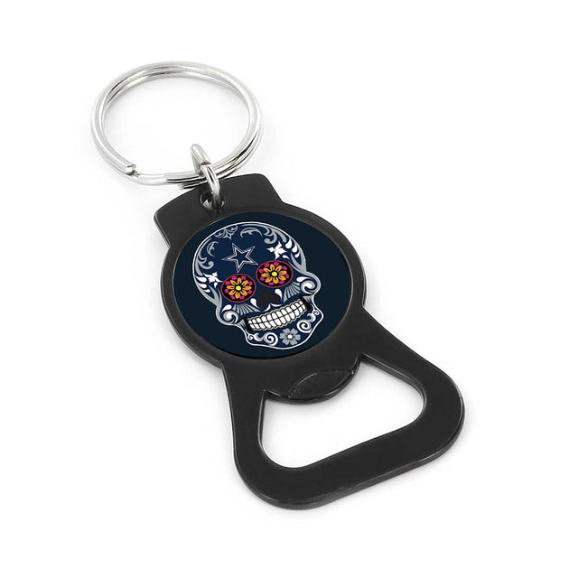 Dallas Cowboys Sugar Skull (BLACK) Bottle Opener Keychain -BK-1187-17-BK