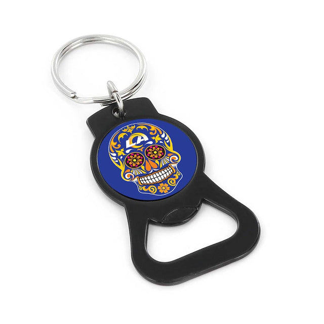 Los Angeles Rams Sugar Skull (BLACK) Bottle Opener Keychain -BK-1187-33-BK