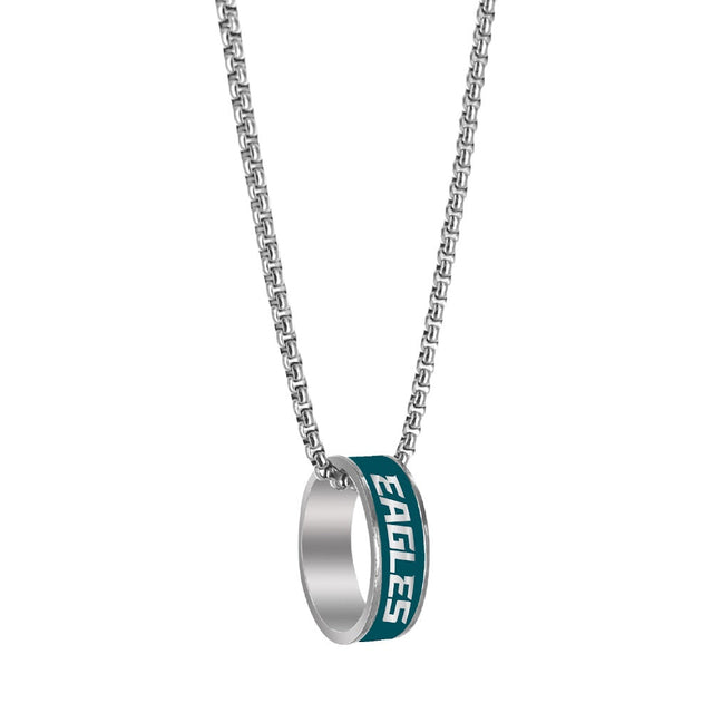 Philadelphia Eagles (SILVER) Fashion Ring Pendant Necklace -PD-640-24-SV