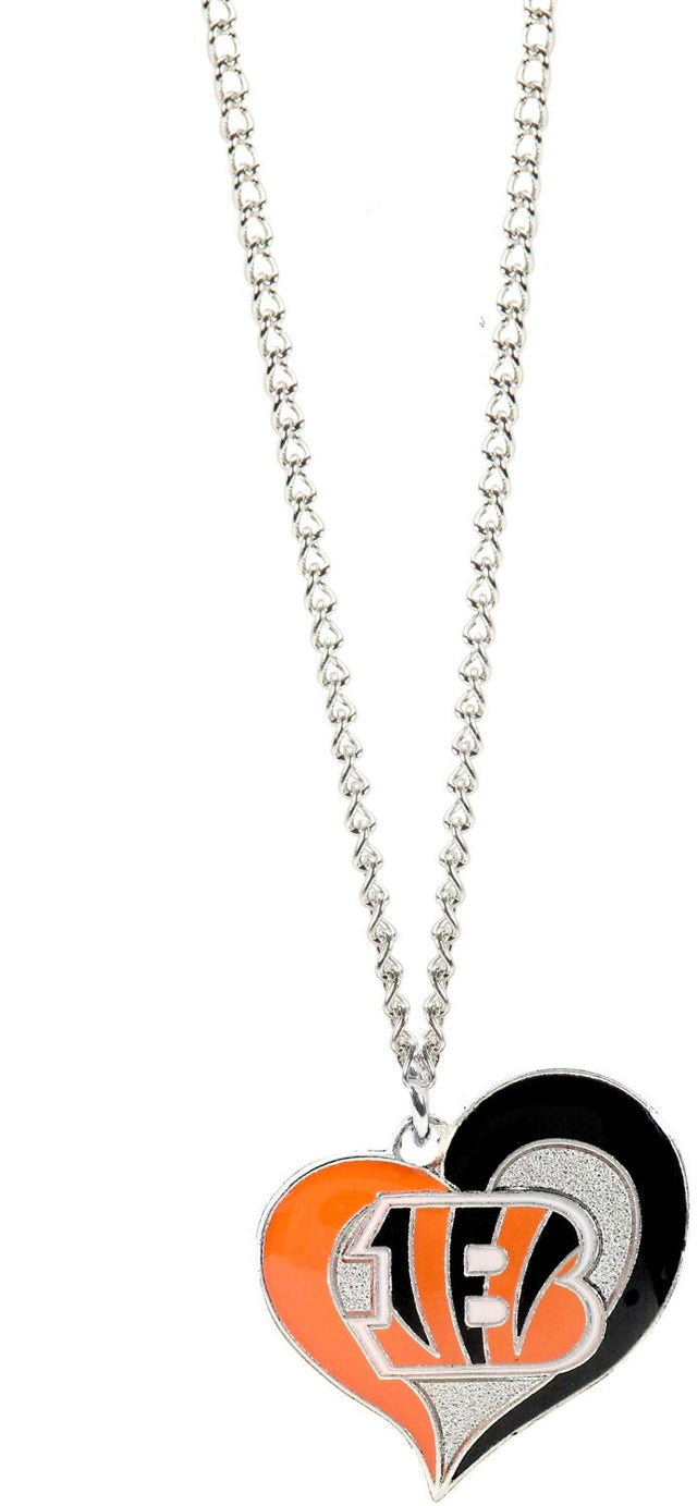 Cincinnati Bengals Swirl Heart Necklace -PD-303-02