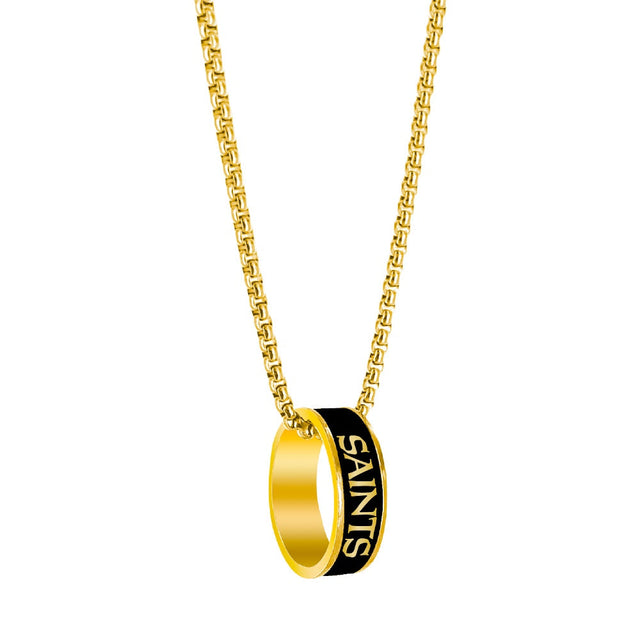 Collar con colgante de anillo de moda de los New Orleans Saints (ORO) -PD-640-22-GD