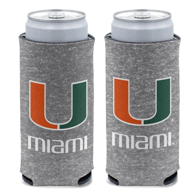 Enfriador de latas delgado de 12 oz con diseño de los Miami Hurricanes HEATHERED
