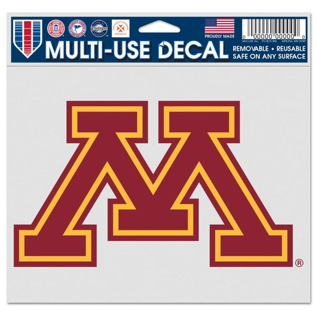 Minnesota Golden Gophers Multi-Use Decal -Clear Bckrgd 5" x 6"