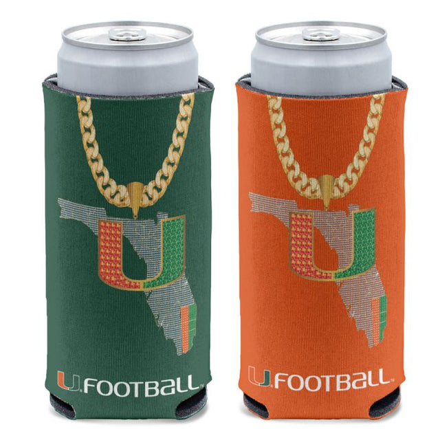 Enfriador de latas delgado de 12 oz TURNOVER CHAIN de los Miami Hurricanes