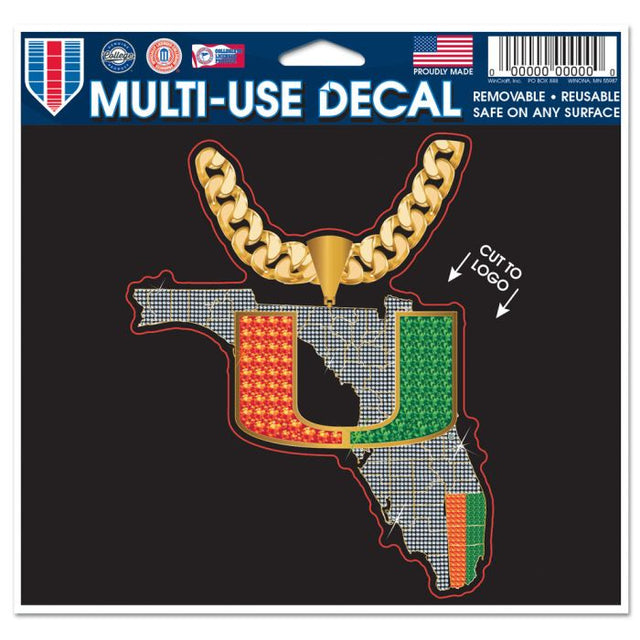 Calcomanía multiusos TURNOVER CHAIN de los Miami Hurricanes: corte con el logotipo de 5" x 6"