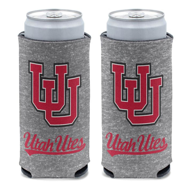 Utah Utes HEATHERED 12 oz Slim Can Cooler
