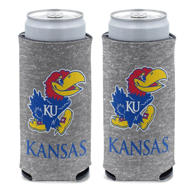 Enfriador de latas delgado de 12 oz con diseño jaspeado de los Kansas Jayhawks