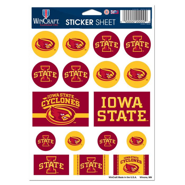 Iowa State Cyclones Vinyl Sticker Sheet 5" x 7"