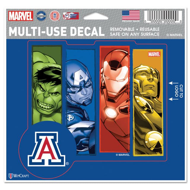 Calcomanía multiusos de Arizona Wildcats/Marvel (c) 2021 MARVEL: cortada según el logotipo, 5" x 6"