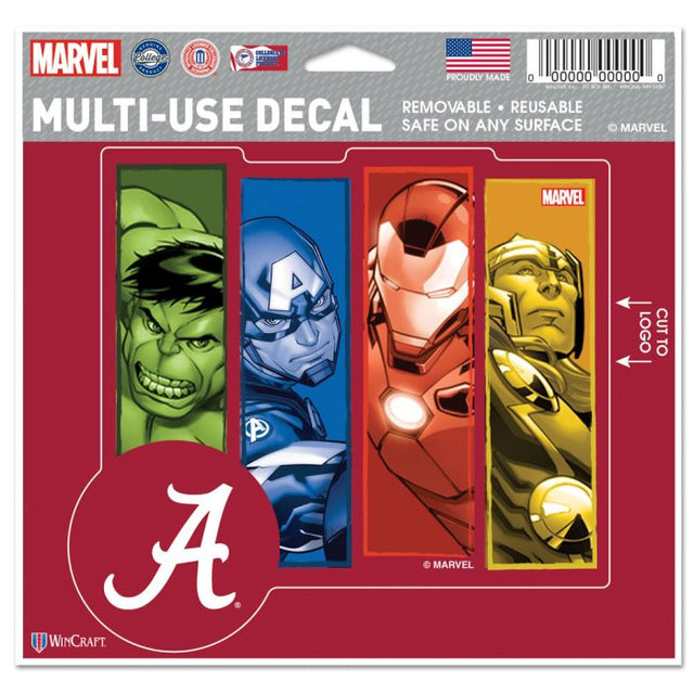 Alabama Crimson Tide / Marvel (c) Calcomanía multiusos MARVEL 2021: cortada según el logotipo, 5" x 6"