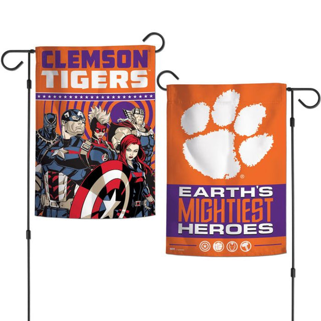 Clemson Tigers / Marvel (c) 2021 MARVEL Garden Flags 2 sided 12.5" x 18"