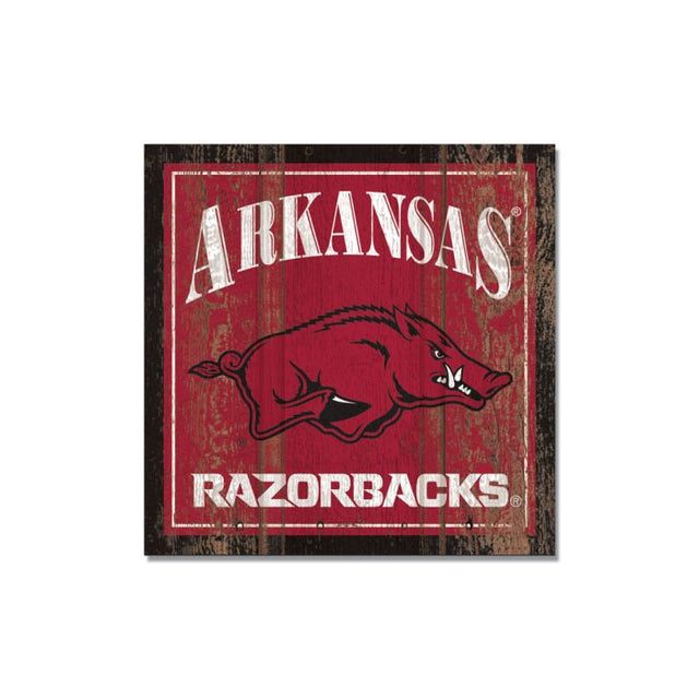 Imán de madera de Arkansas Razorbacks de 3" x 3"