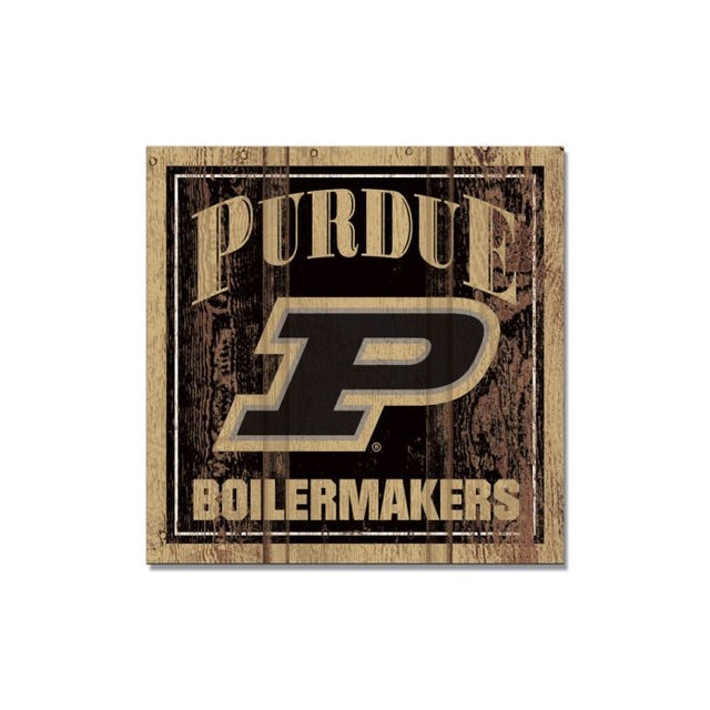 Imán de madera de Purdue Boilermakers de 3" x 3"