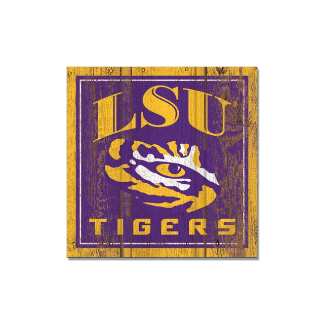 LSU Tigers Wooden Magnet 3" X 3"