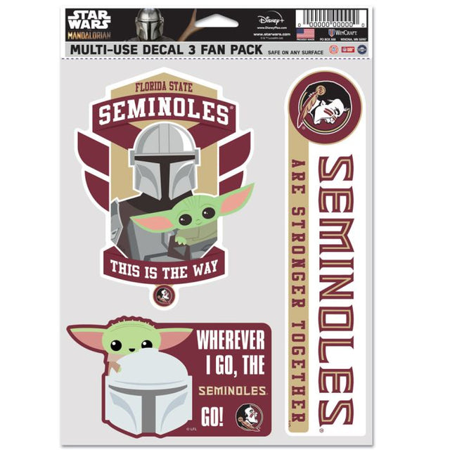 Paquete de 3 ventiladores multiusos de Star Wars MANDALORIAN de Florida State Seminoles