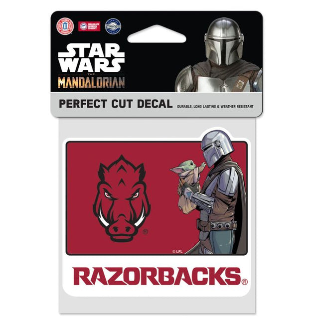 Calcomanía de color de corte perfecto de Star Wars MANDALORIAN de Arkansas Razorbacks, 4 x 4 pulgadas