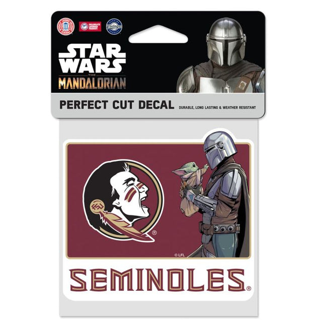 Calcomanía de color de corte perfecto de Star Wars MANDALORIAN de Florida State Seminoles, 4" x 4"