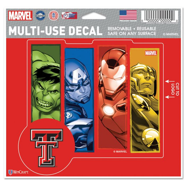 Texas Tech Red Raiders / Marvel (c) 2021 MARVEL Multi-Use Decal - cut to logo 5" x 6"