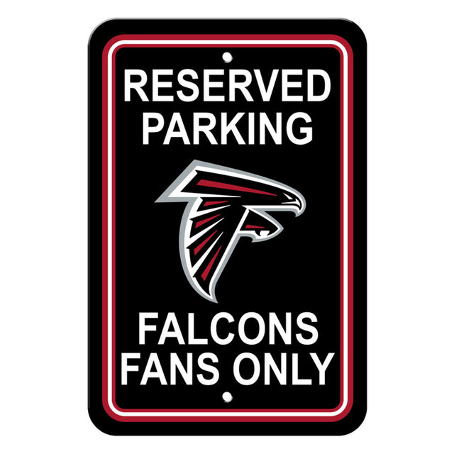 Letrero de plástico de los Atlanta Falcons de 12 x 18 pulgadas con texto en inglés "Reserve Parking Style CO"