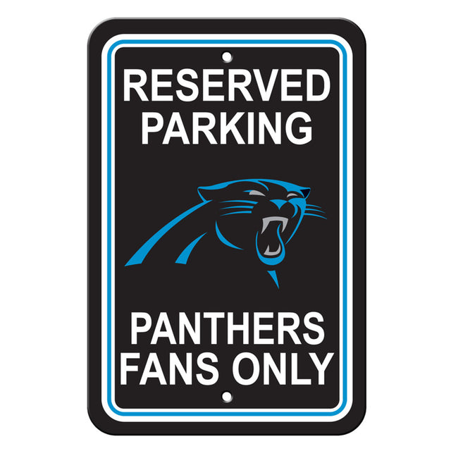 Letrero de plástico de los Carolina Panthers de 12 x 18 pulgadas con texto en inglés "Reserve Parking Style CO"